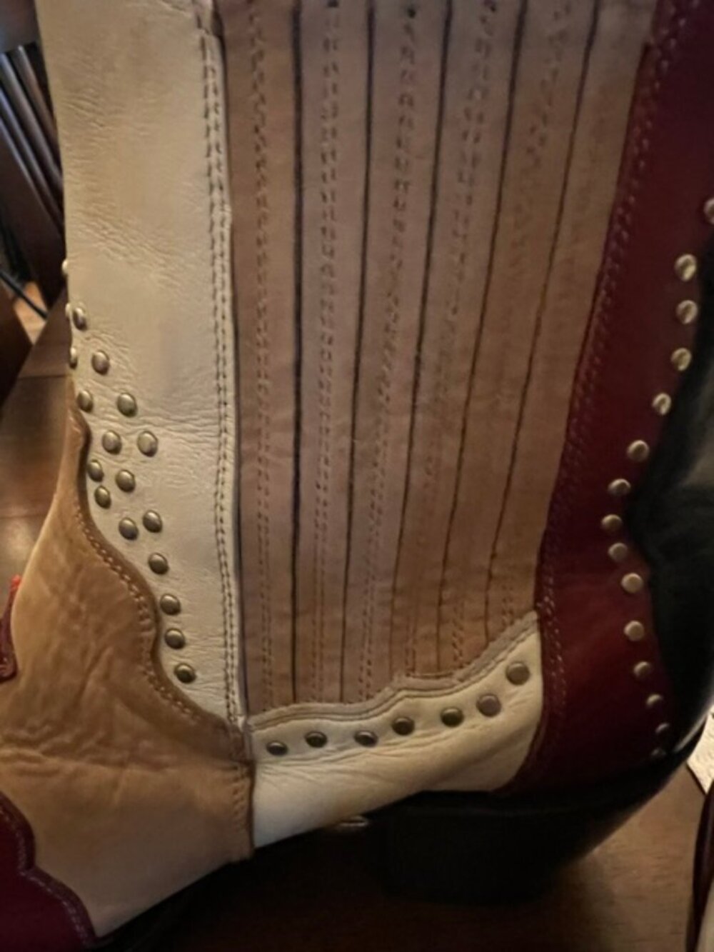 Old Gringo Yippee Women's  Beige/White/Red/Blue Studded Ankle Boots - Size 10 B - Picture 15 of 16